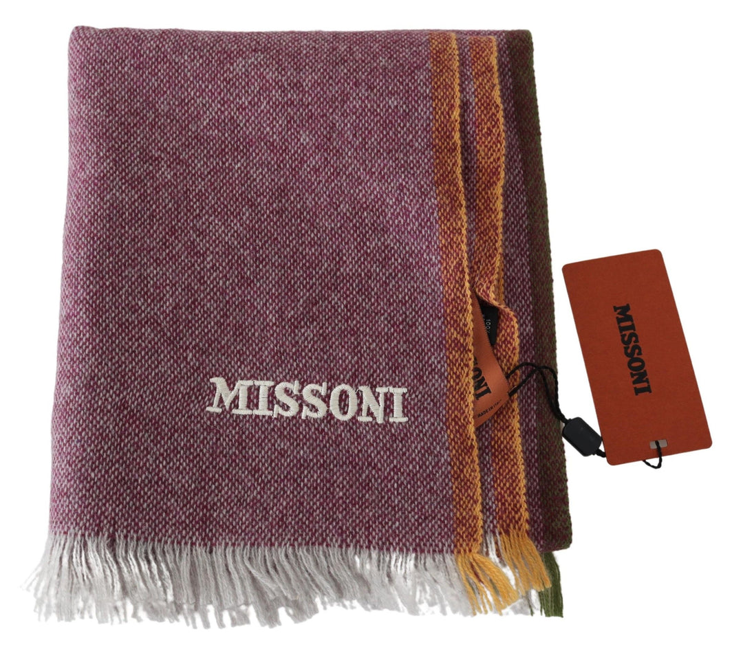 Missoni Chic Maroon Cashmere Scarf with Logo Embroidery