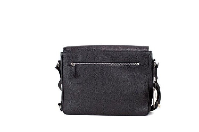Burberry Bruno Small Black Embossed Branded Pebble Leather Messenger Handbag
