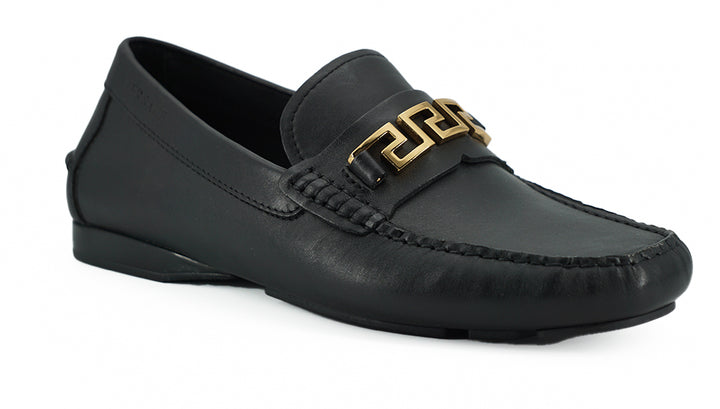 Versace Elegant Black Calf Leather Men's Loafers