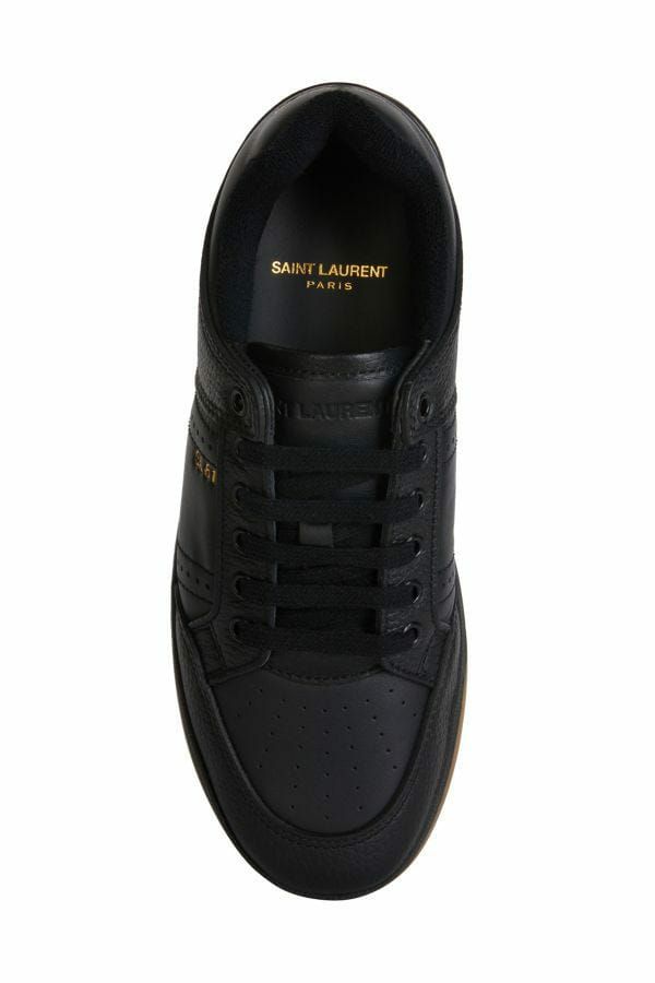 Saint Laurent Black Calf Leather Low Top Sneakers