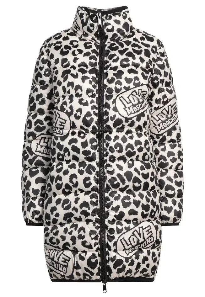 Love Moschino Chic Leopard Print Down Jacket