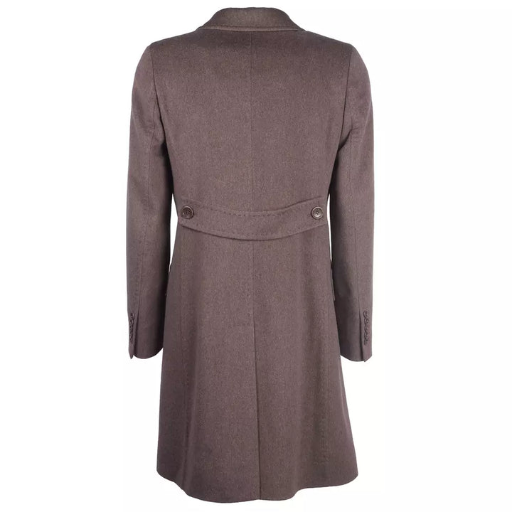Made in Italy Elegant Woolen Brown Coat for Women
