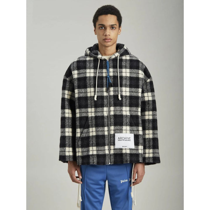 Palm Angels Archival Check Cashmere Hooded Jacket