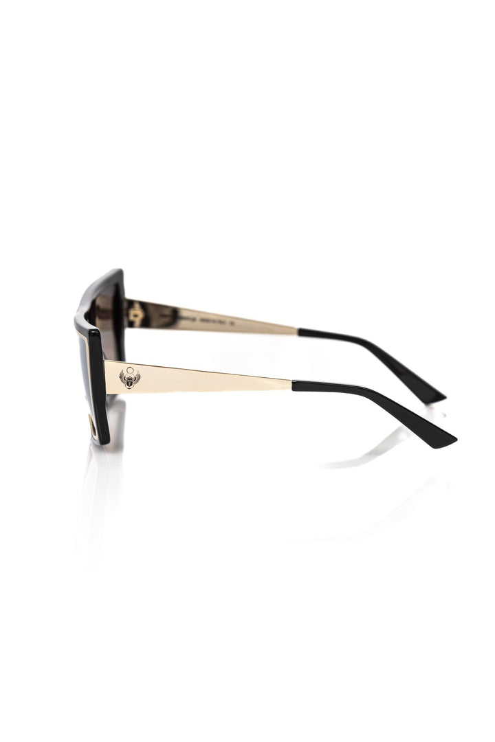 Frankie Morello Elegant Black and Gold Square Sunglasses