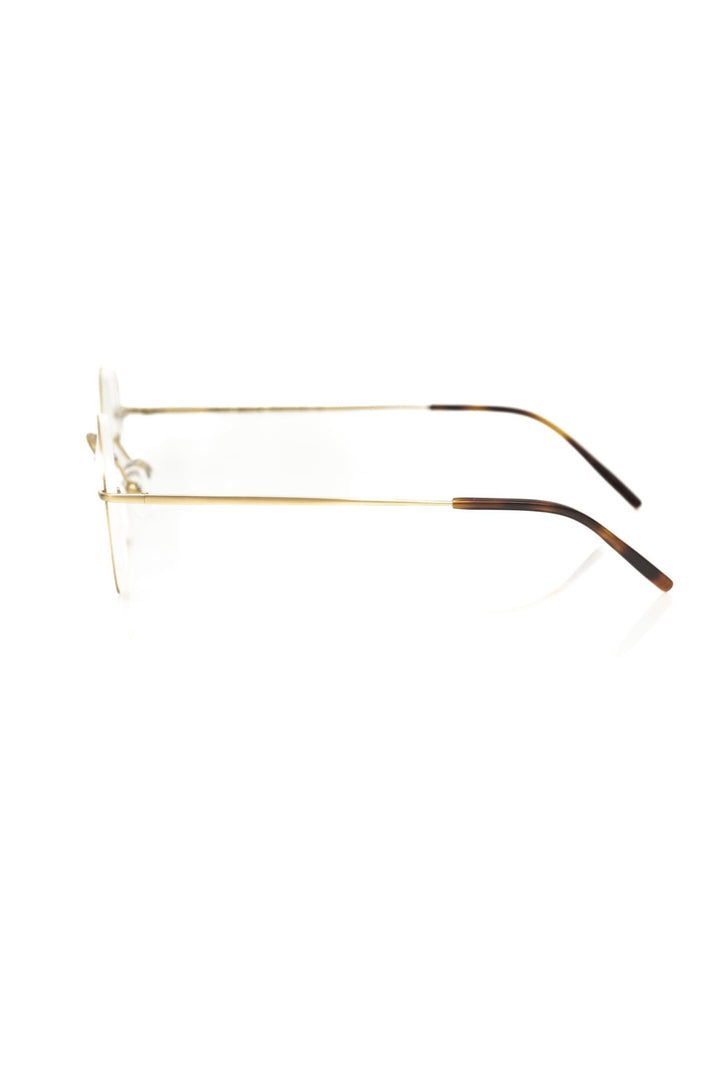 Frankie Morello Elegant Round Matt Gold Eyeglasses