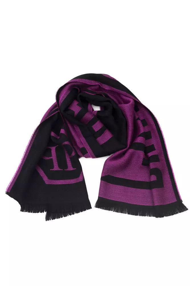 Philipp Plein Elegant Purple Wool-Blend Scarf