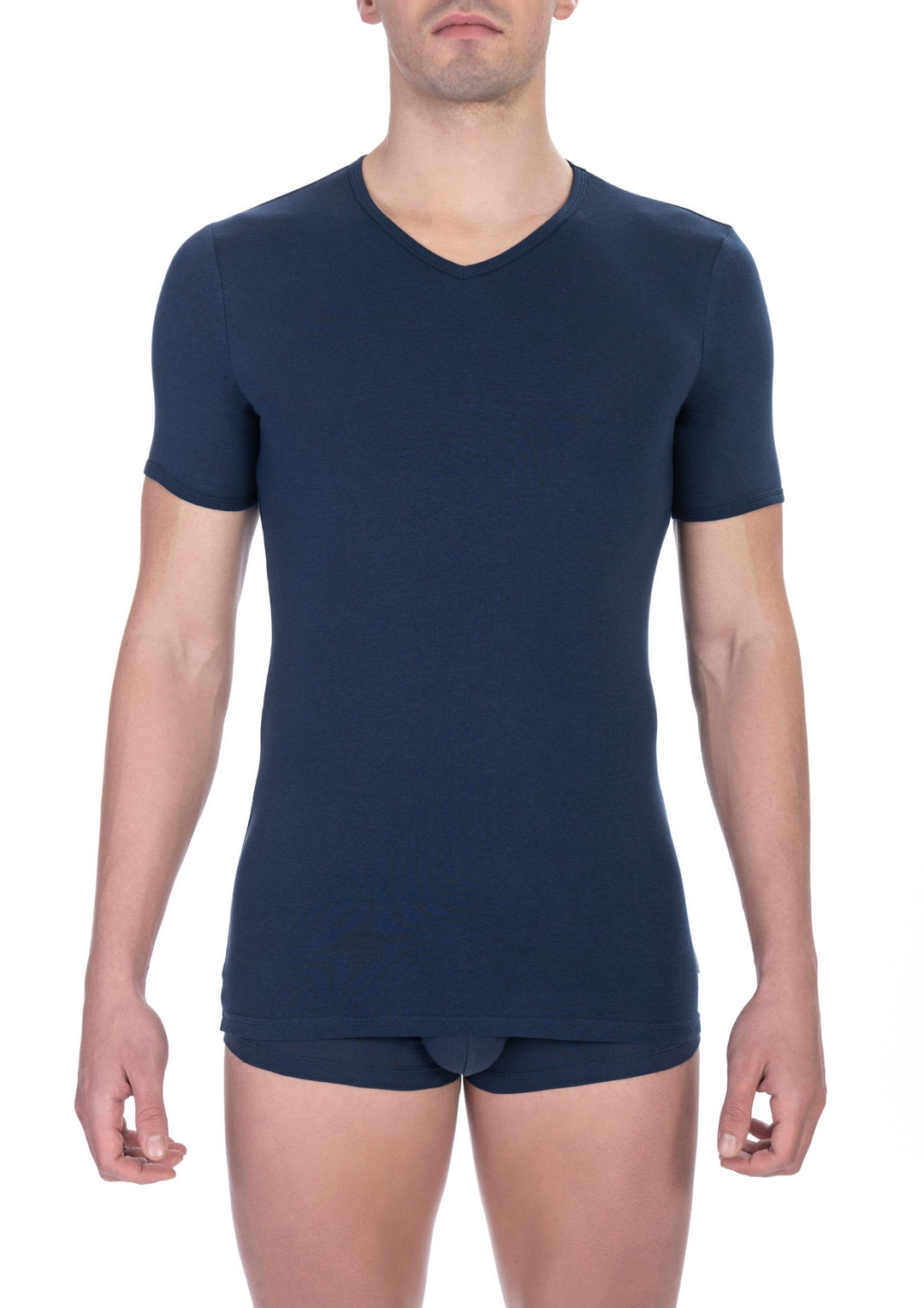 Bikkembergs Elegant V-Neck T-Shirt in Blue