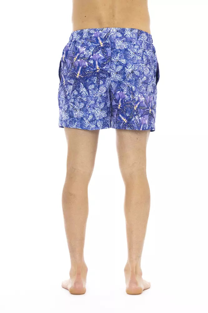 Just Cavalli Chic Light Blue Printed Beach Shorts