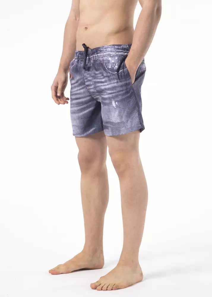 Just Cavalli Chic Blue Printed Beach Shorts