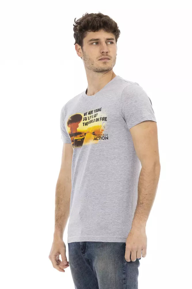 Trussardi Action Chic Graphite Short Sleeve Tee with Front Print