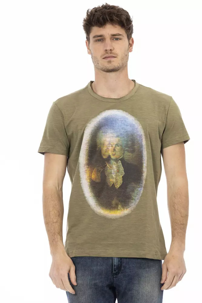 Trussardi Action Emerald Green Cotton Tee with Front Print