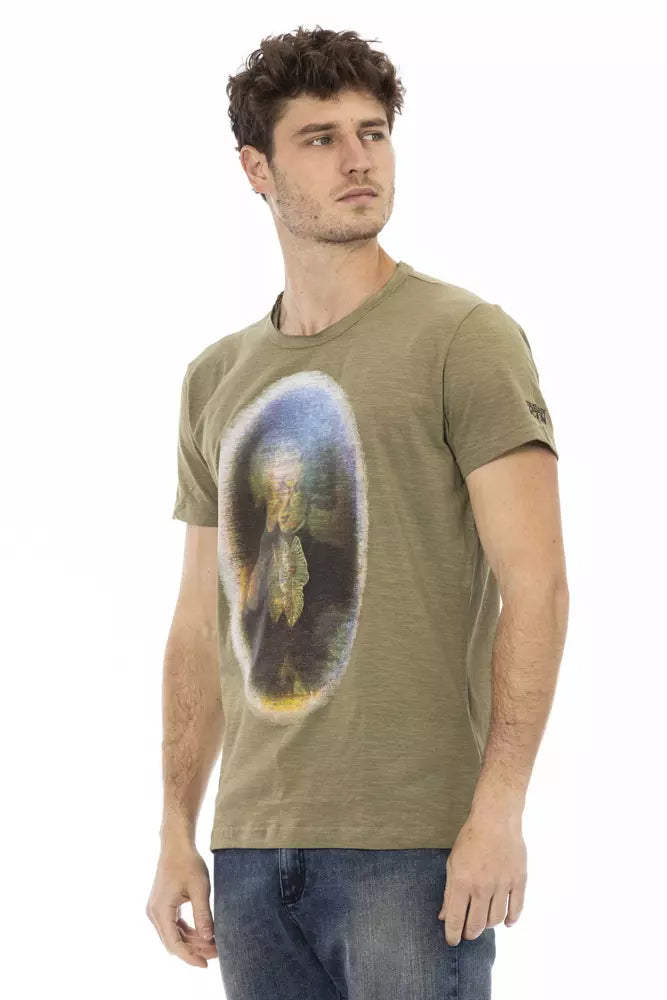 Trussardi Action Emerald Green Cotton Tee with Front Print