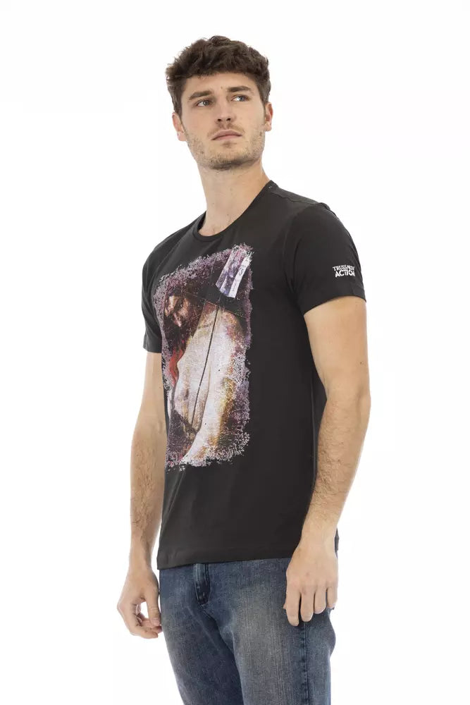 Trussardi Action Elevated Casual Black Short Sleeve Tee