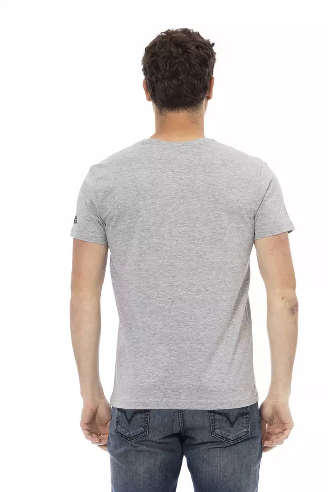 Trussardi Action Sleek Summer Gray T-Shirt with Front Print