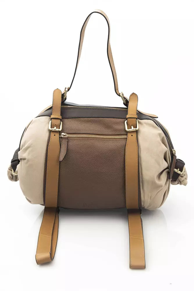 La Martina Elegant Beige Leather Backpack