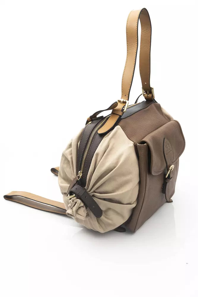 La Martina Elegant Beige Leather Backpack