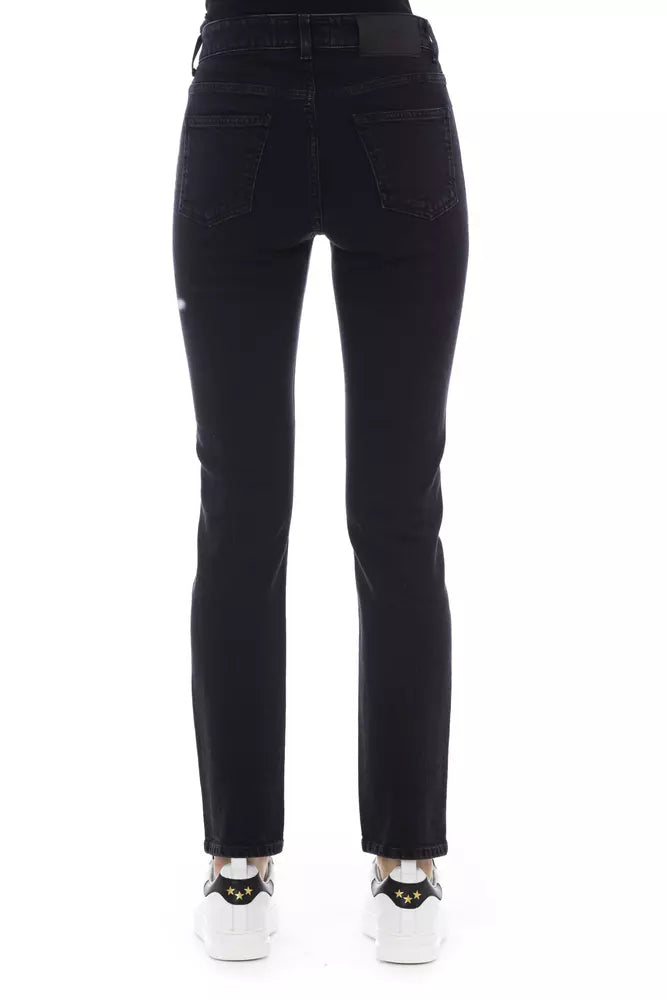 Baldinini Trend Trendy Tricolor Accent Black Jeans