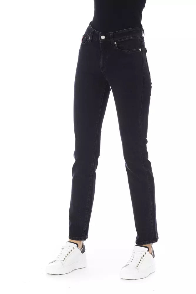 Baldinini Trend Trendy Tricolor Accent Black Jeans