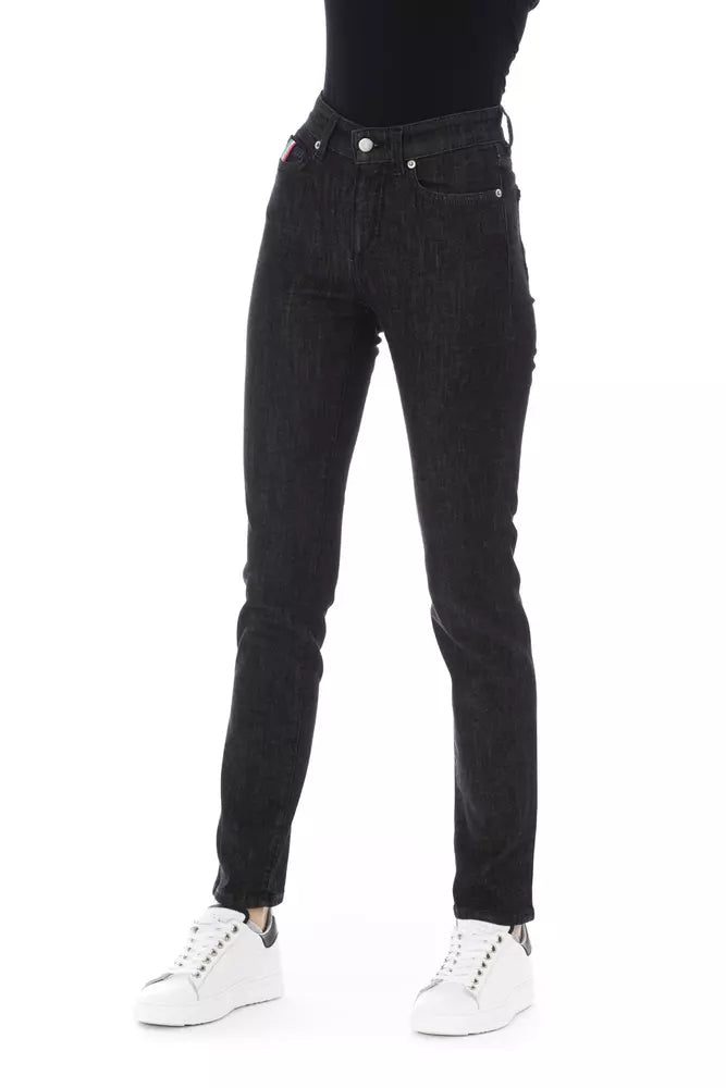 Baldinini Trend Chic Tricolor Accent Black Jeans