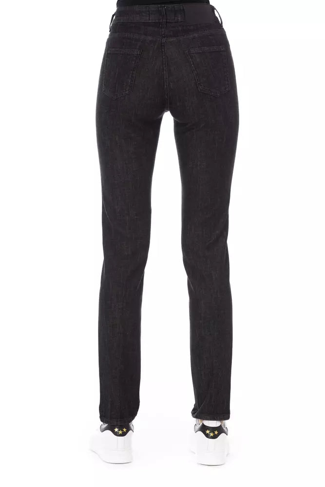 Baldinini Trend Chic Tricolor Accent Black Jeans