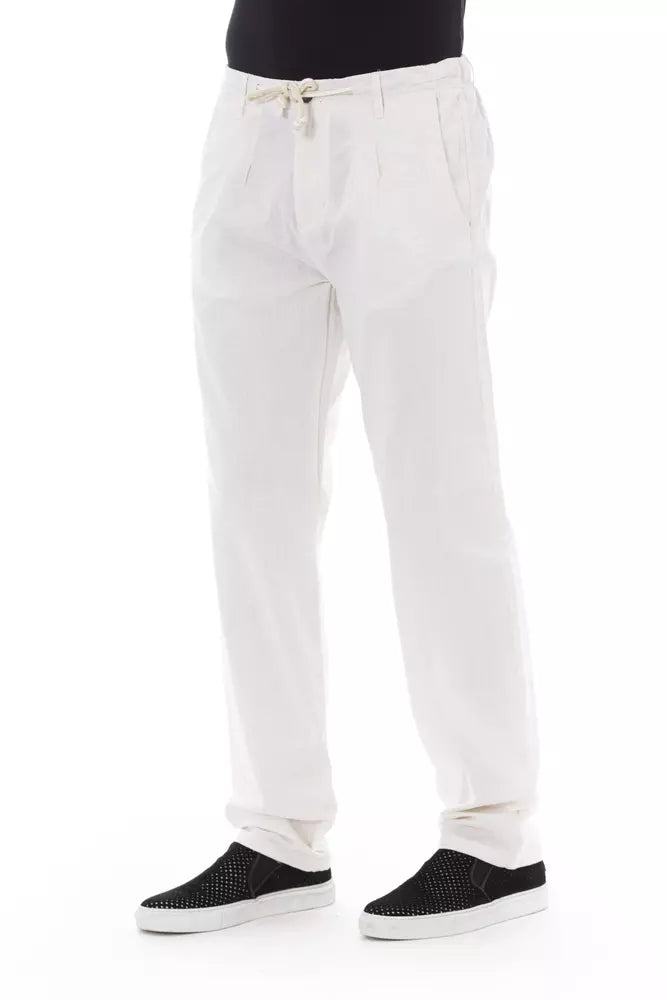 Baldinini Trend Elegant White Chino Trousers for the Modern Man