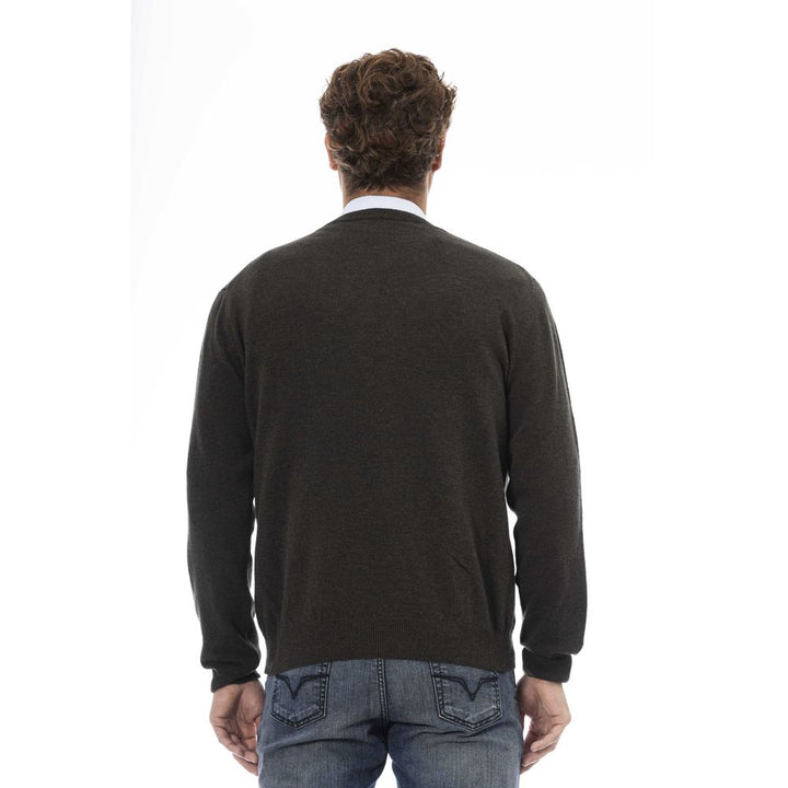 Sergio Tacchini Classic Green V-Neck Wool Sweater