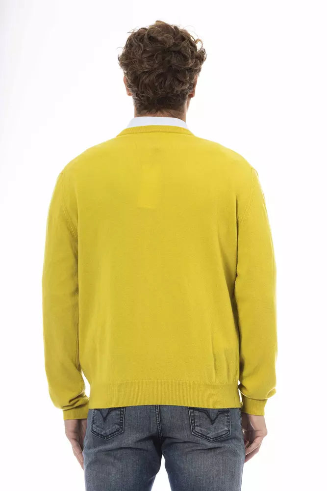 Sergio Tacchini Chic V-Neck Wool Sweater in Sunshine Yellow