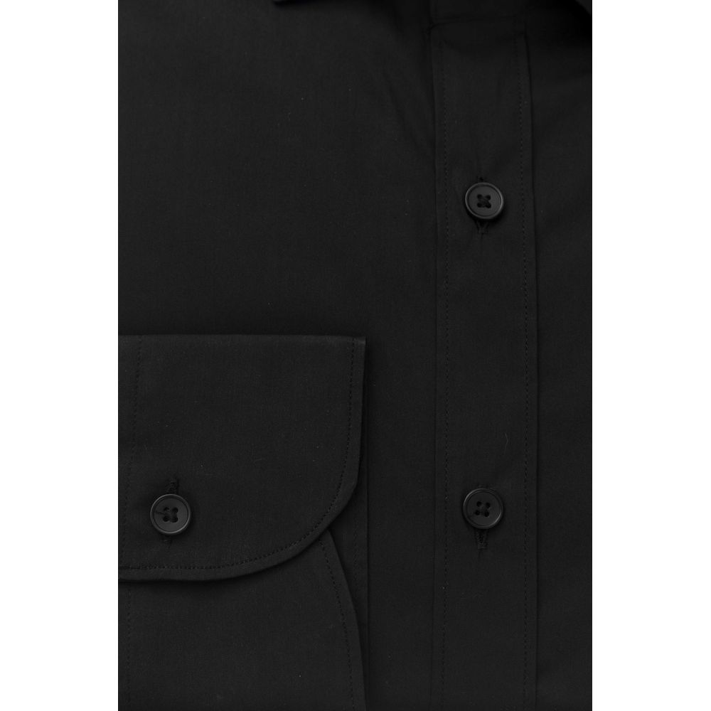 Bagutta Sleek Black Slim Fit French Collar Shirt