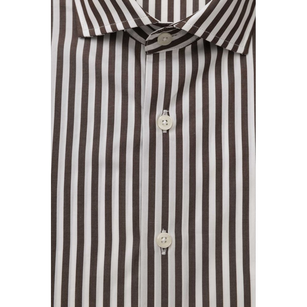 Bagutta Elegant Brown French Collar Shirt - Medium Fit