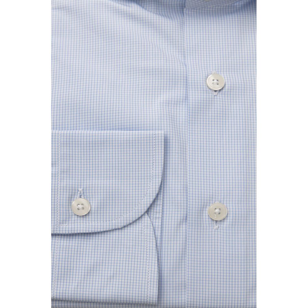Bagutta Elegant Light Blue Cotton Shirt with French Collar