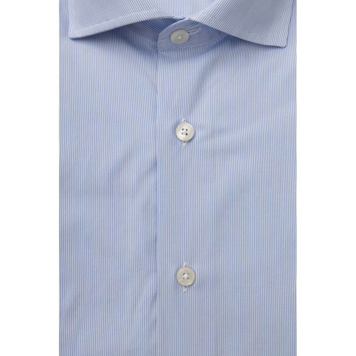Bagutta Elegant Light Blue Medium Fit French Collar Shirt