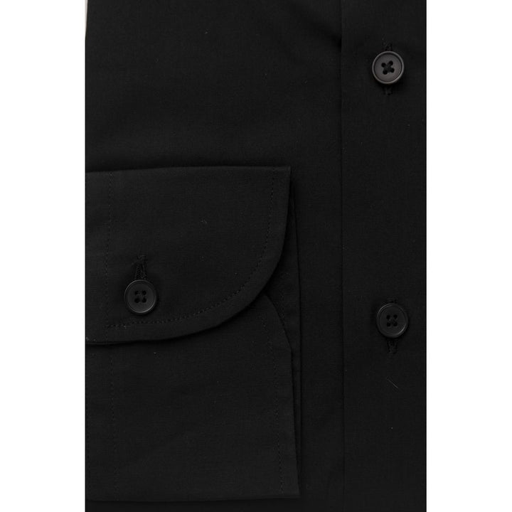 Bagutta Elegant Slim Fit Black Shirt with French Collar