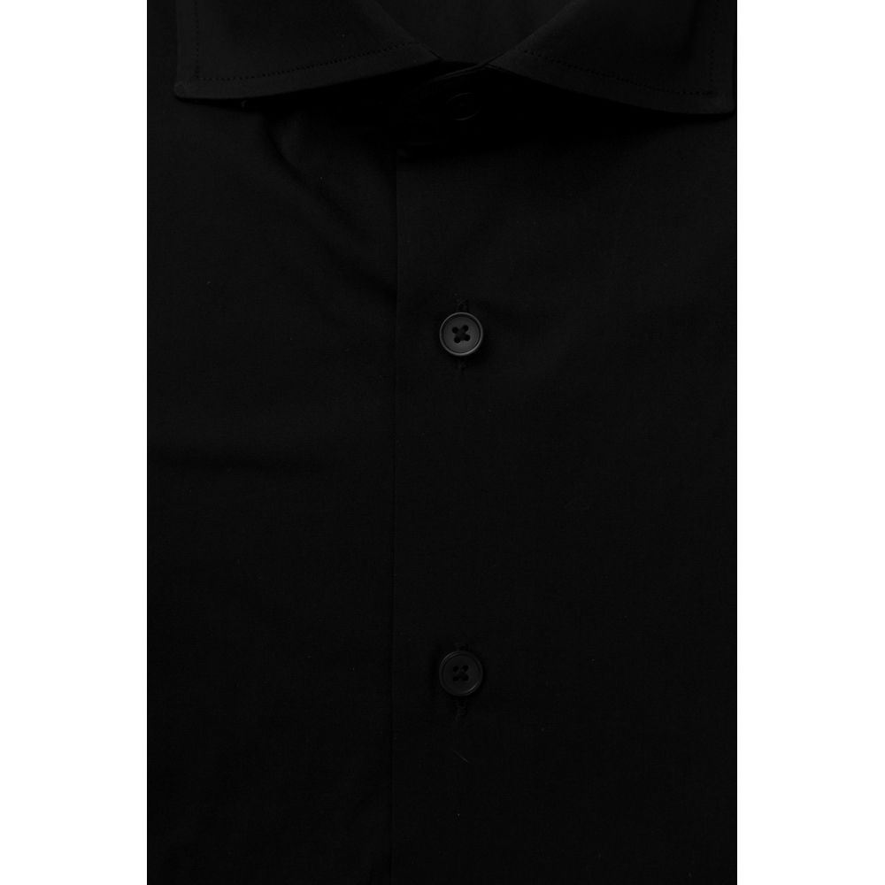 Bagutta Elegant Slim Fit Black Shirt with French Collar