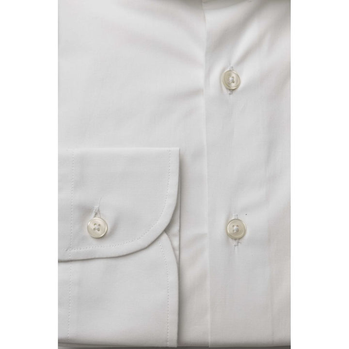 Bagutta Sleek White Slim Fit Cotton Shirt