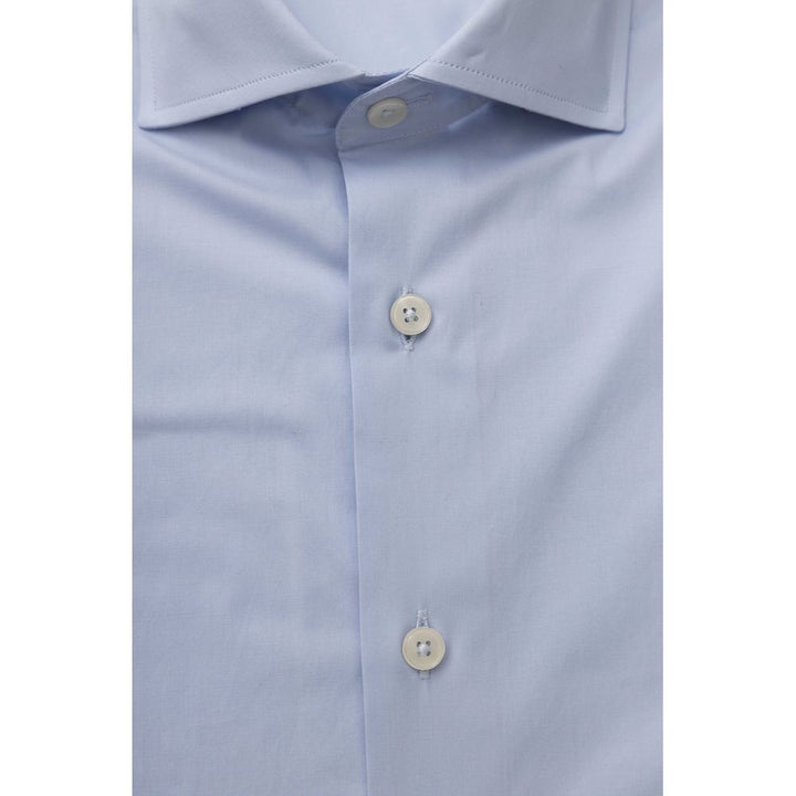 Bagutta Elegant Light Blue Slim Fit Shirt with French Collar