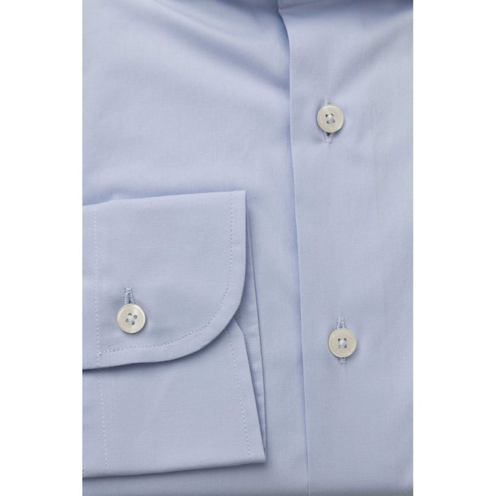 Bagutta Elegant Light Blue Slim Fit Shirt with French Collar