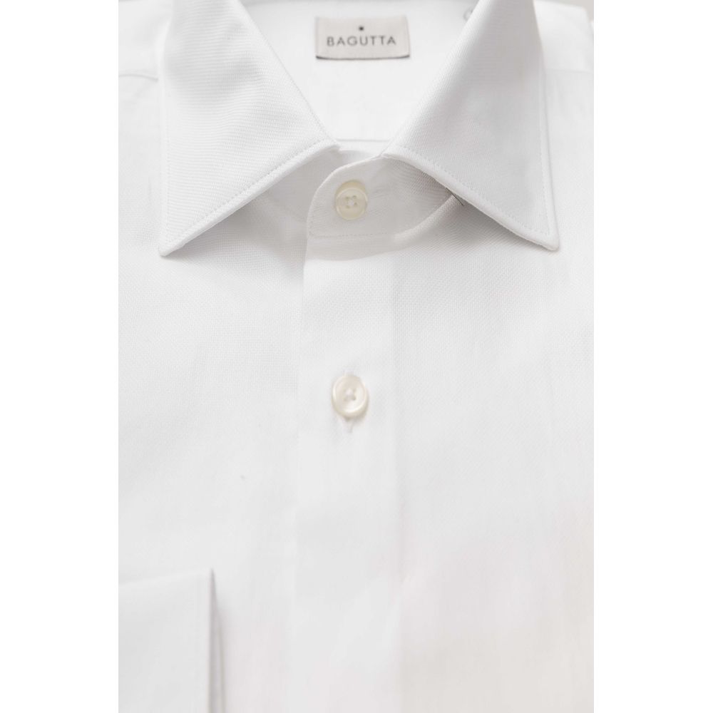 Bagutta Elegant White Cotton French Collar Shirt