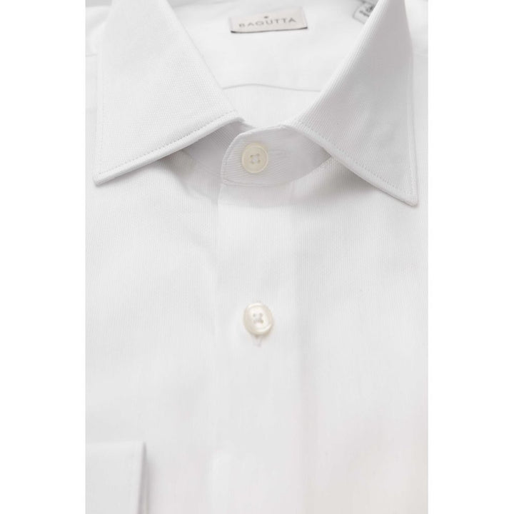 Bagutta Elegant White Cotton French Collar Shirt