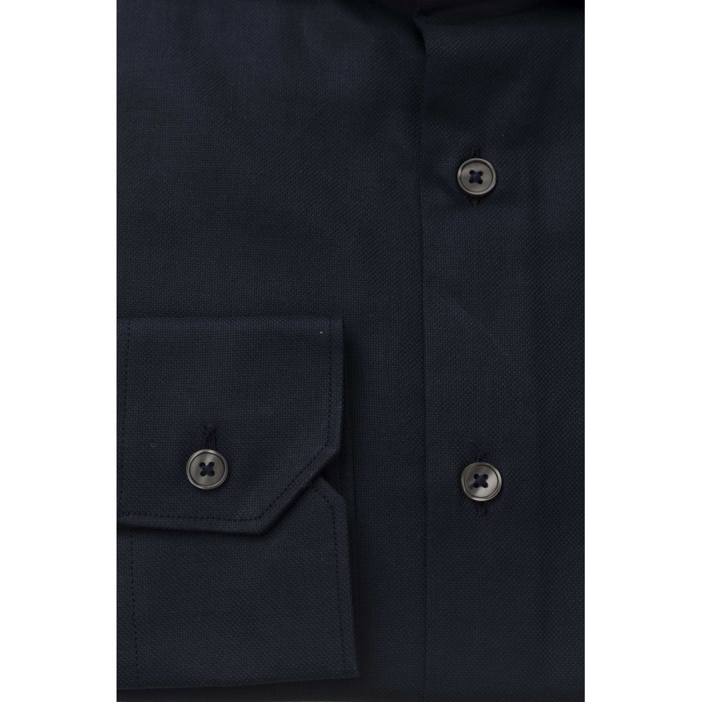 Bagutta Elegant Blue Cotton French Collar Shirt