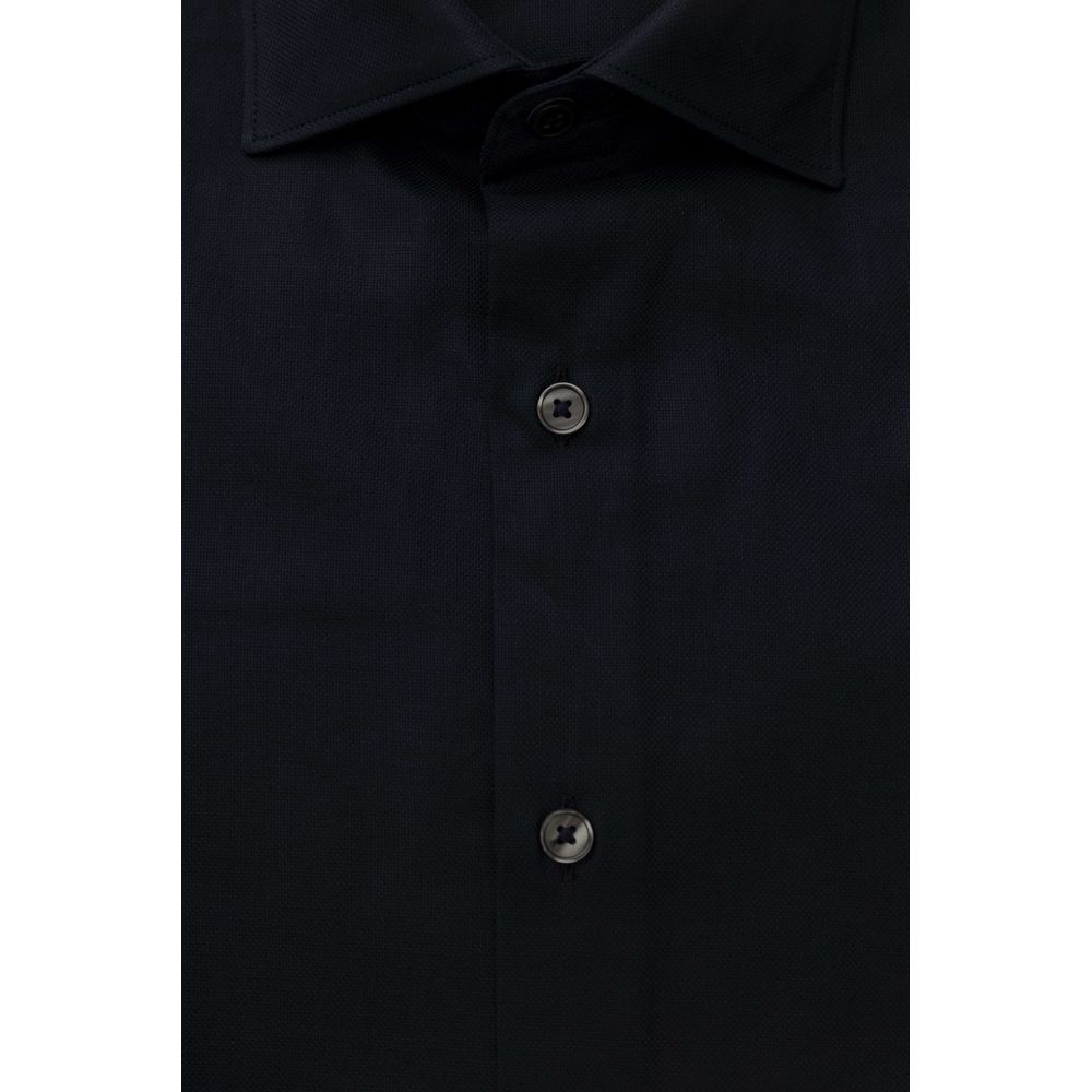 Bagutta Elegant Blue Cotton French Collar Shirt