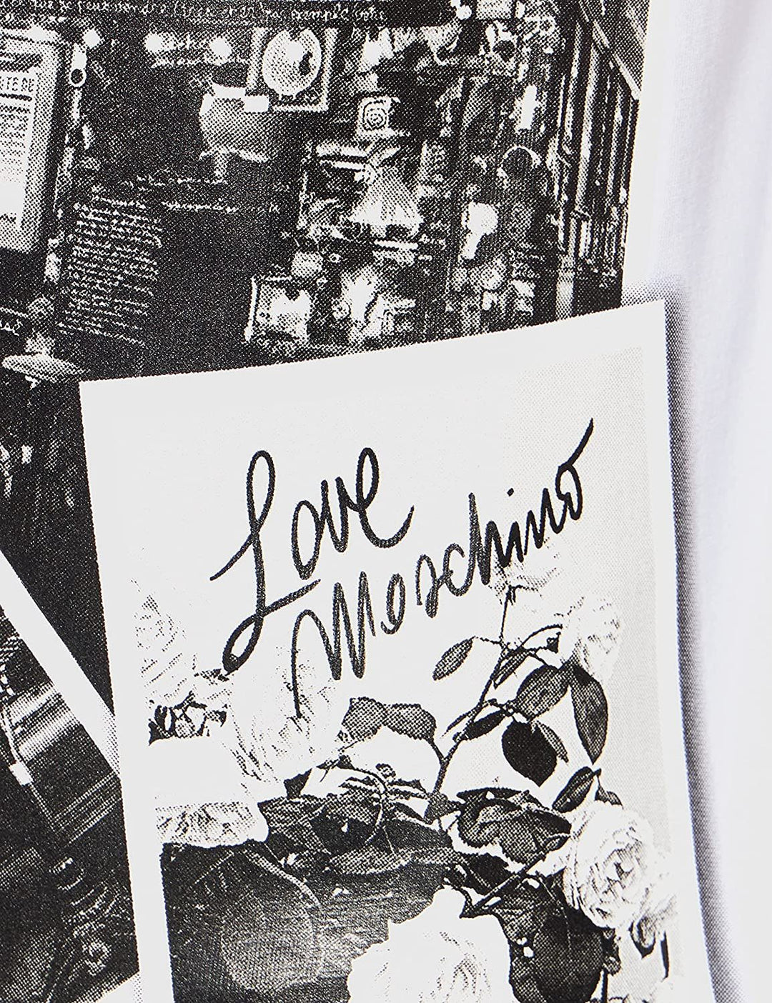 Love Moschino Chic Oversized Short Sleeve Tee with B&W Print