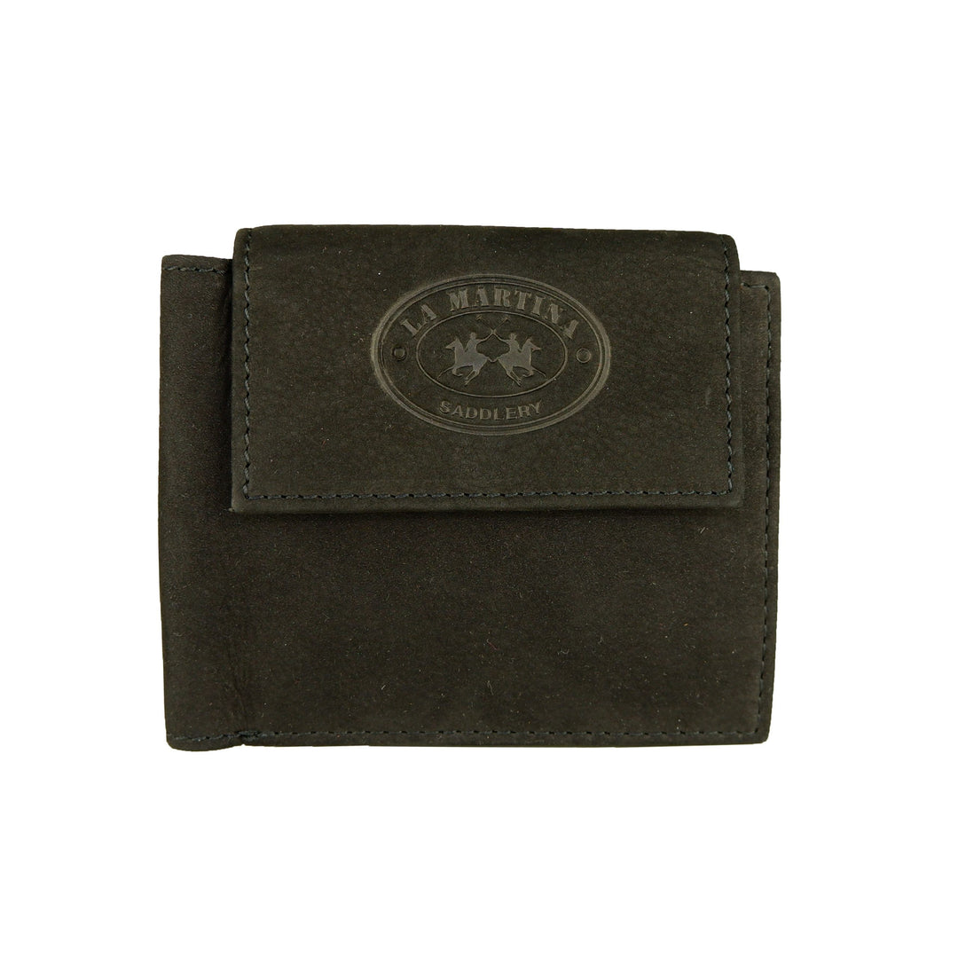 La Martina Elegant Black Leather Wallet for Men