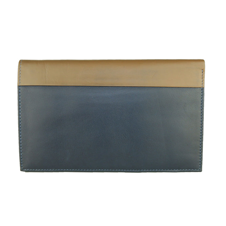 Cavalli Class Elegant Blue and Beige Leather Wallet