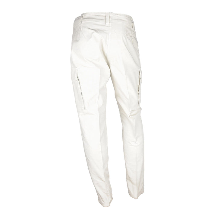Don The Fuller Crisp White Cotton Men's Trousers with Cargo Pockets