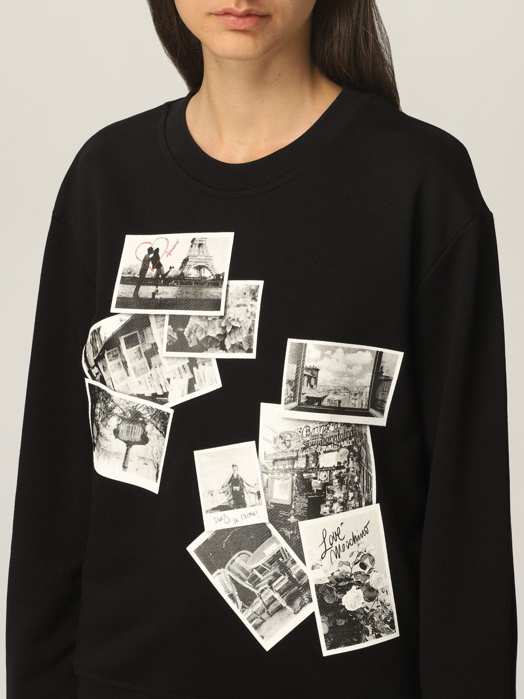Love Moschino Chic Black Sweatshirt with Designer Emblem