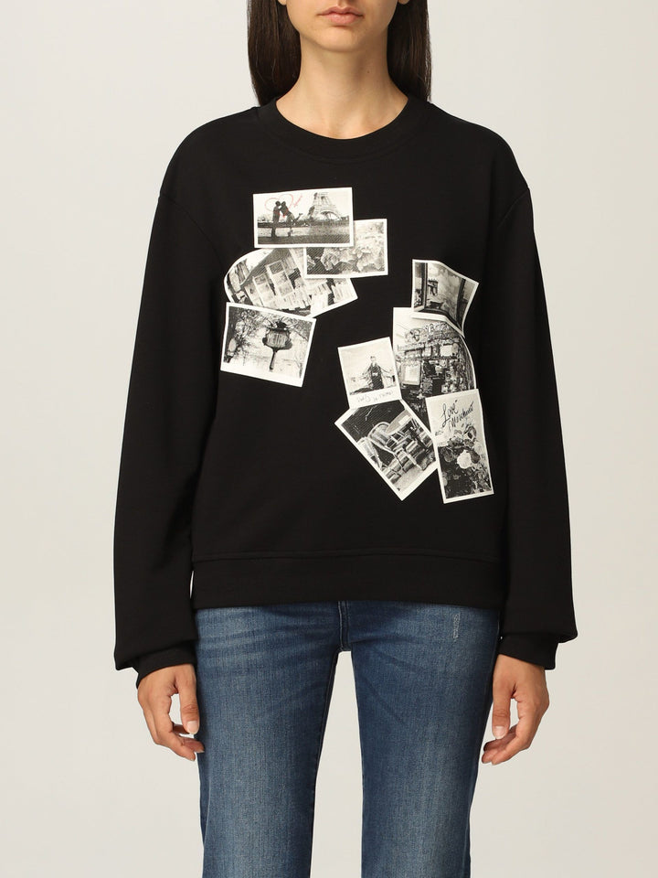 Love Moschino Chic Black Sweatshirt with Designer Emblem