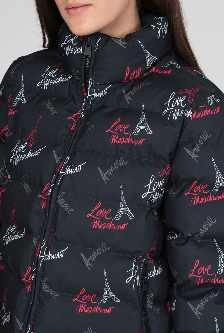 Love Moschino Chic Black Zip Jacket with Iconic Design