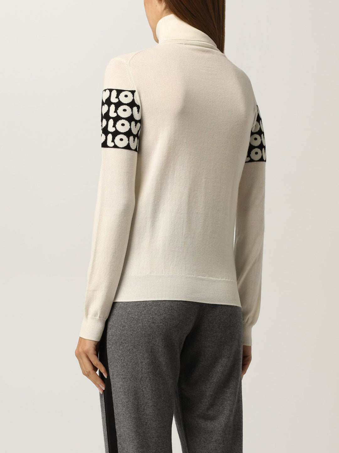 Love Moschino Chic Contrast Logo Turtleneck Sweater