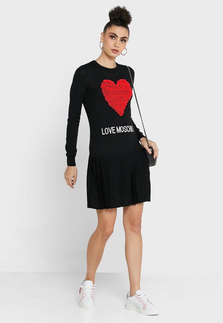 Love Moschino Enchanting Ruched Heart Knit Dress