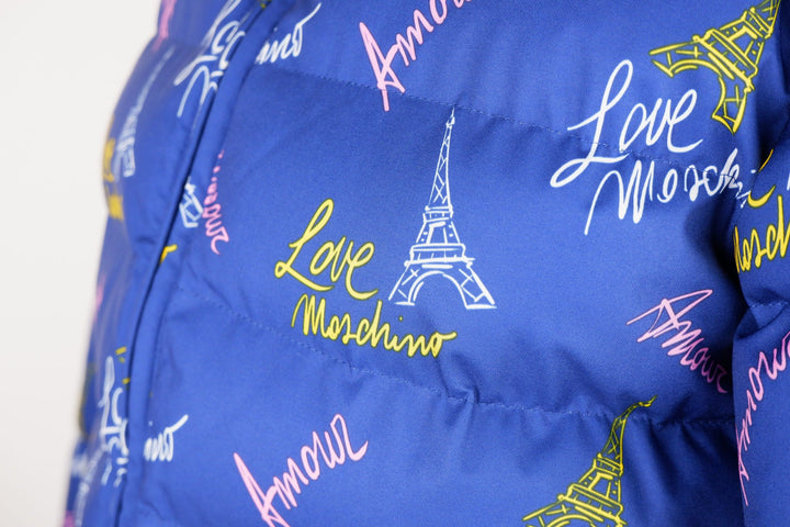 Love Moschino Chic Blue Zip-Up Jacket with Iconic Detailing